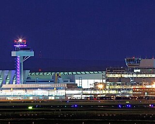 Tower at Frankfurt Airport at night