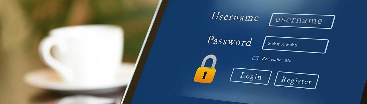 Tablet with password entry on the screen for security awareness.