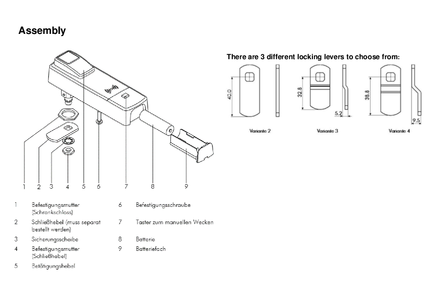 Sketch of the assembly of the cabinet lock for locking solutions
