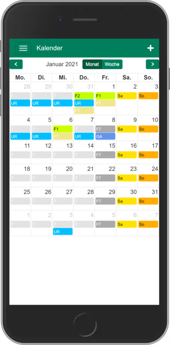 Ansicht prime Mobile App - Kalender